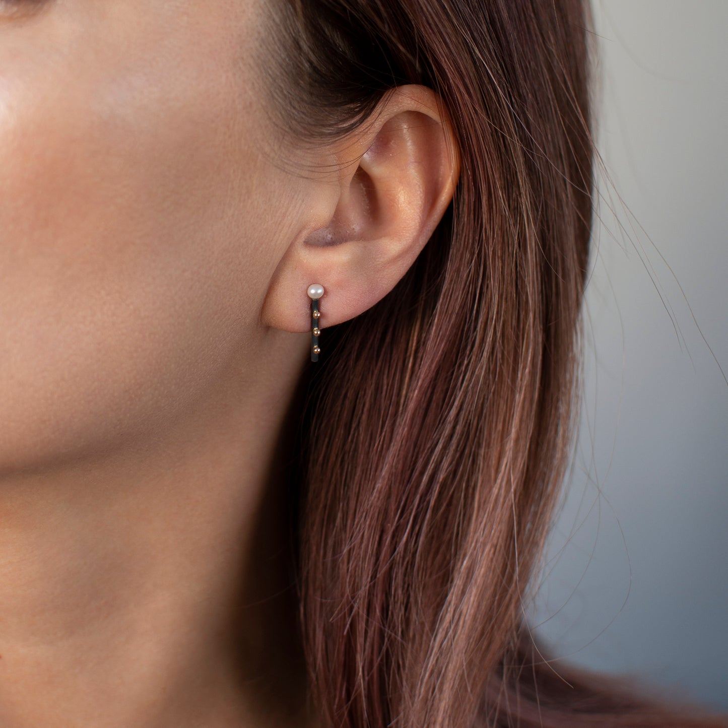 Stud Earrings Sticks With Gold Beads And Pearls