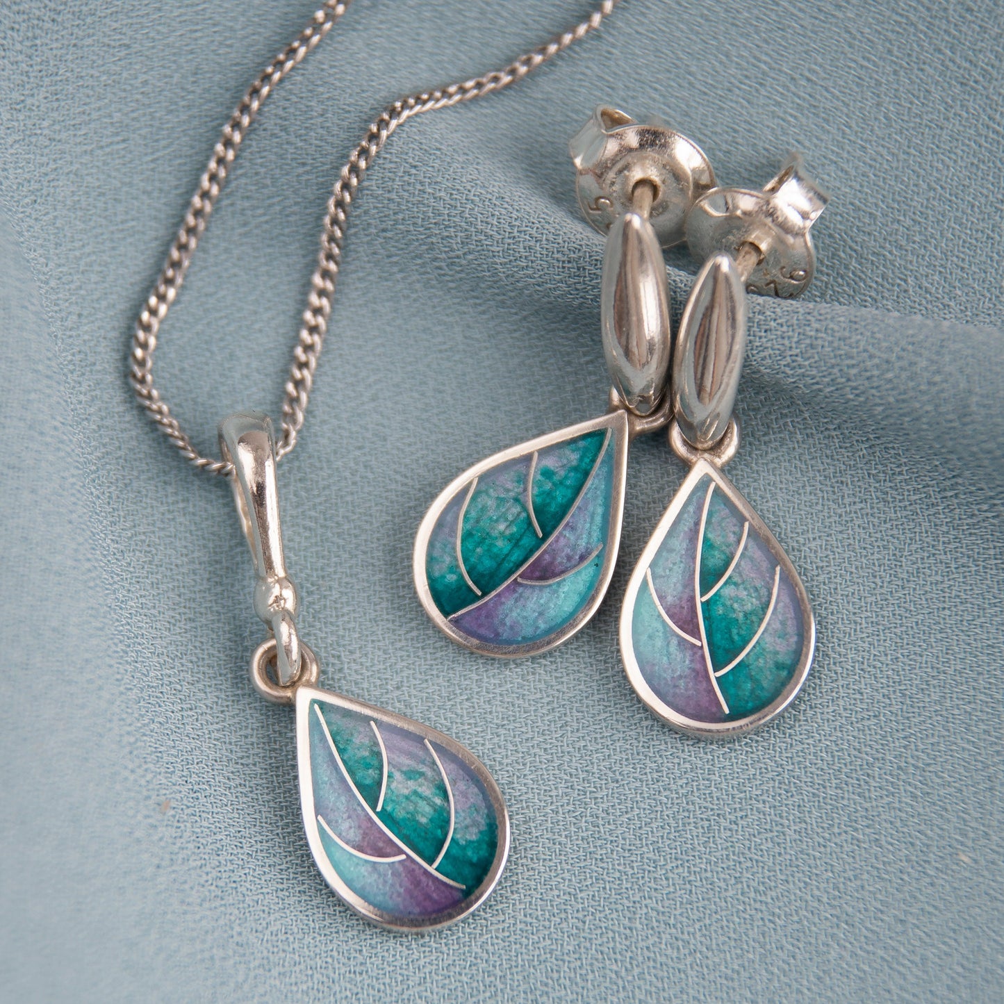 Small Leaves Cloisonné Enamel Jewellery Set