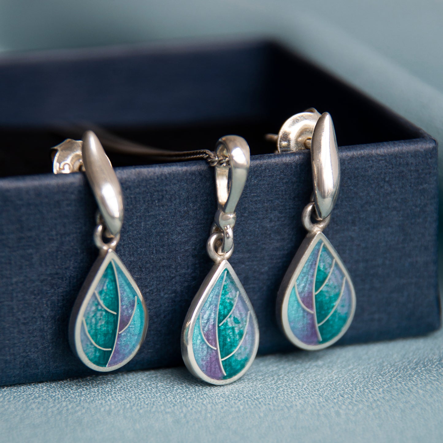 Small Leaves Cloisonné Enamel Jewellery Set