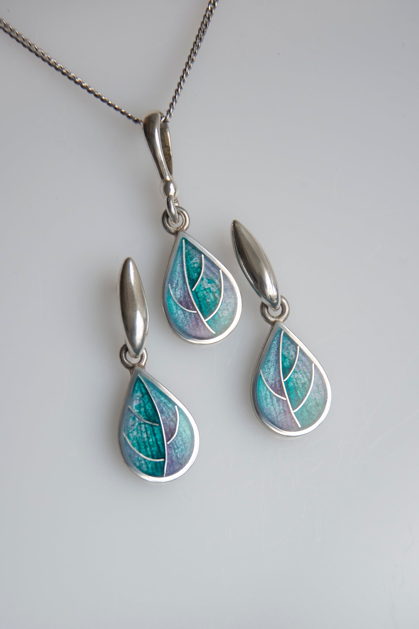 Small Leaves Cloisonné Enamel Jewellery Set