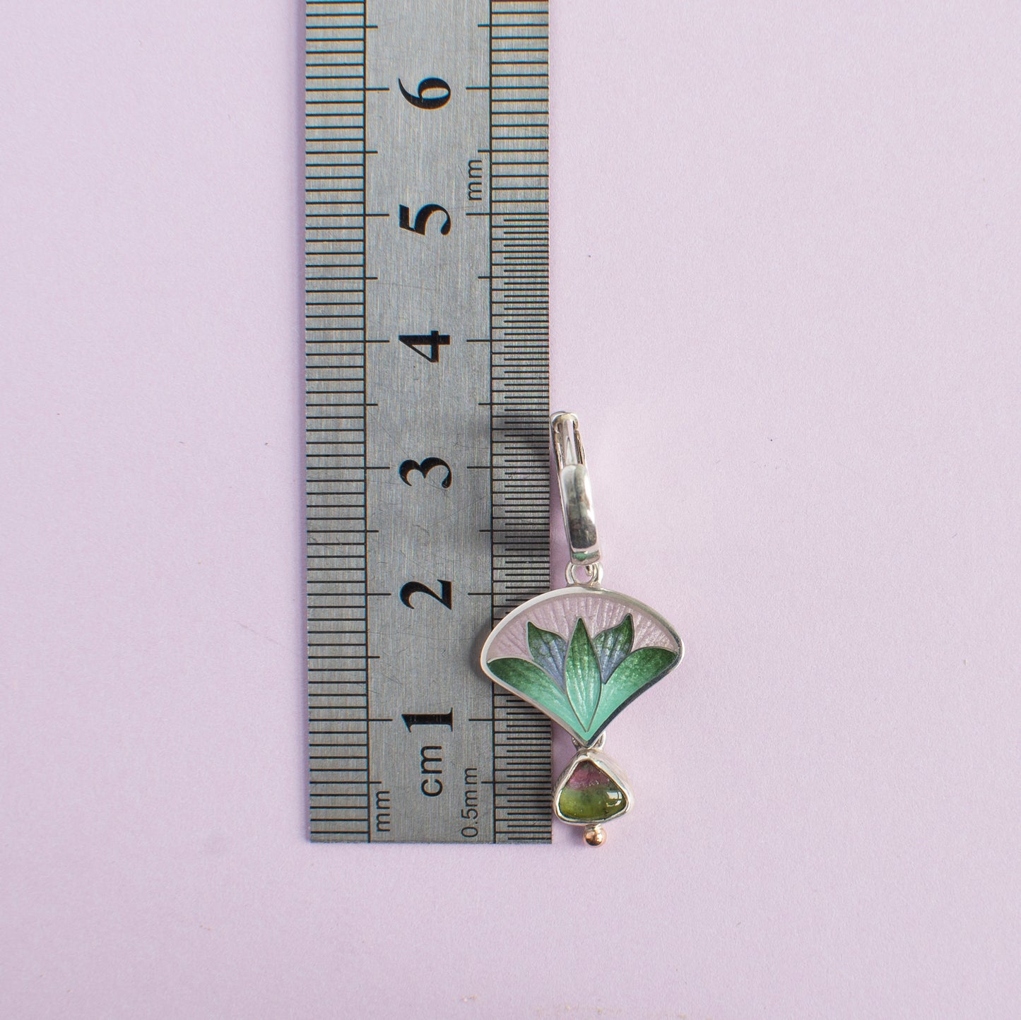 Enamel Earrings With Watermelon Tourmaline Stones