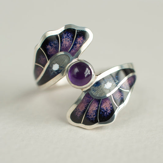 Purple Butterfly Wings Ring With Amethyst Stone