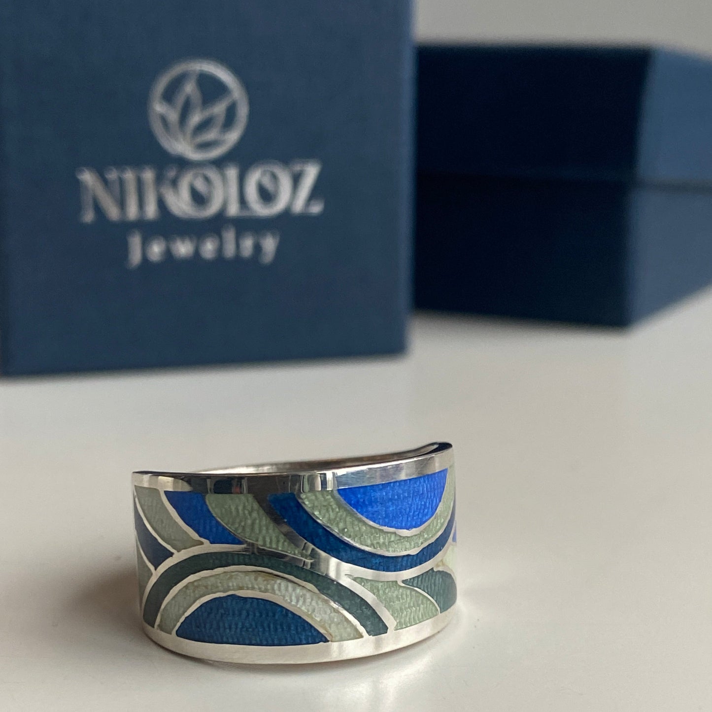 Minankari Enamel Silver Ring