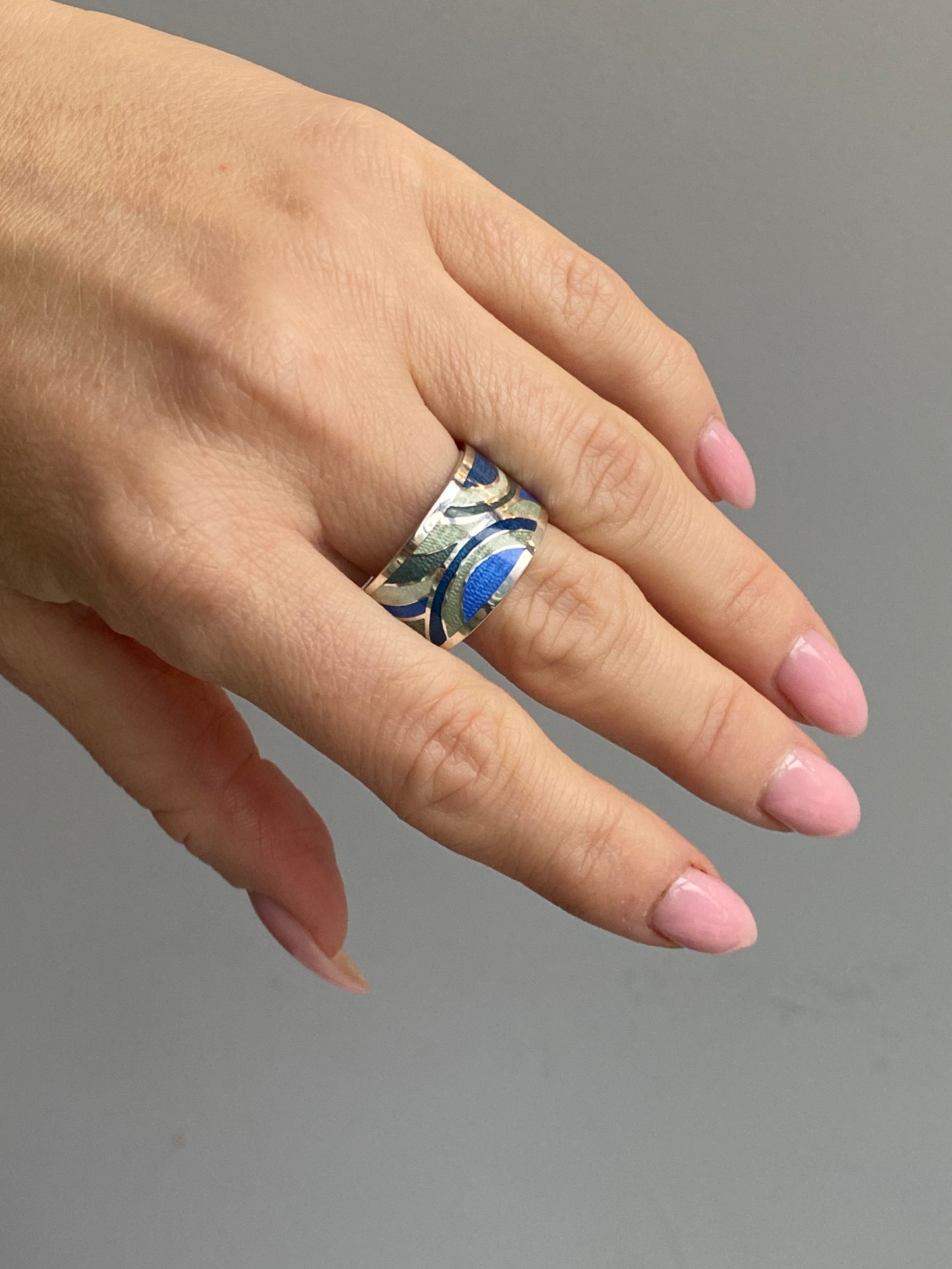 Minankari Enamel Silver Ring