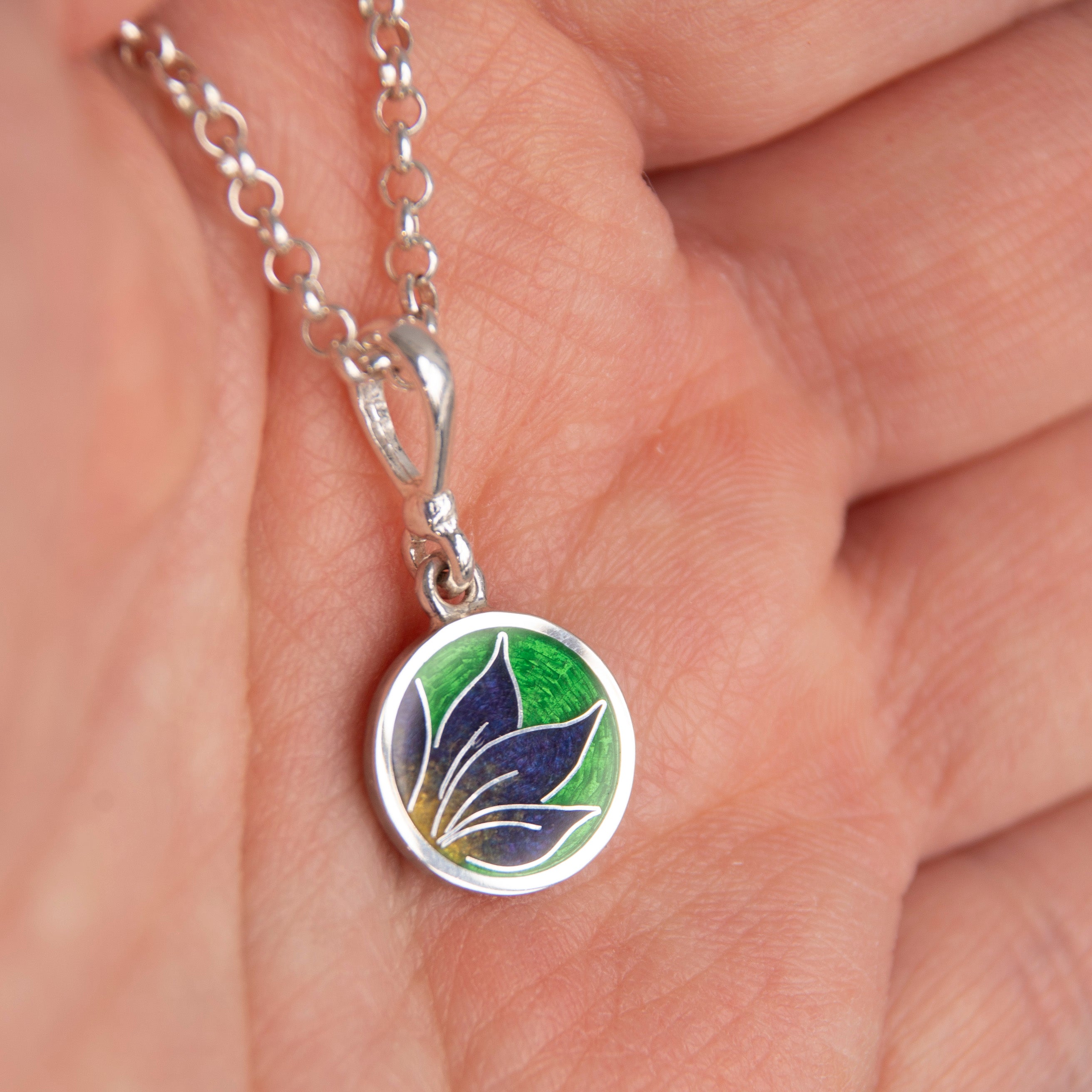 Iris Cloisonné Enamel Green Necklace – Nikoloz Jewelry