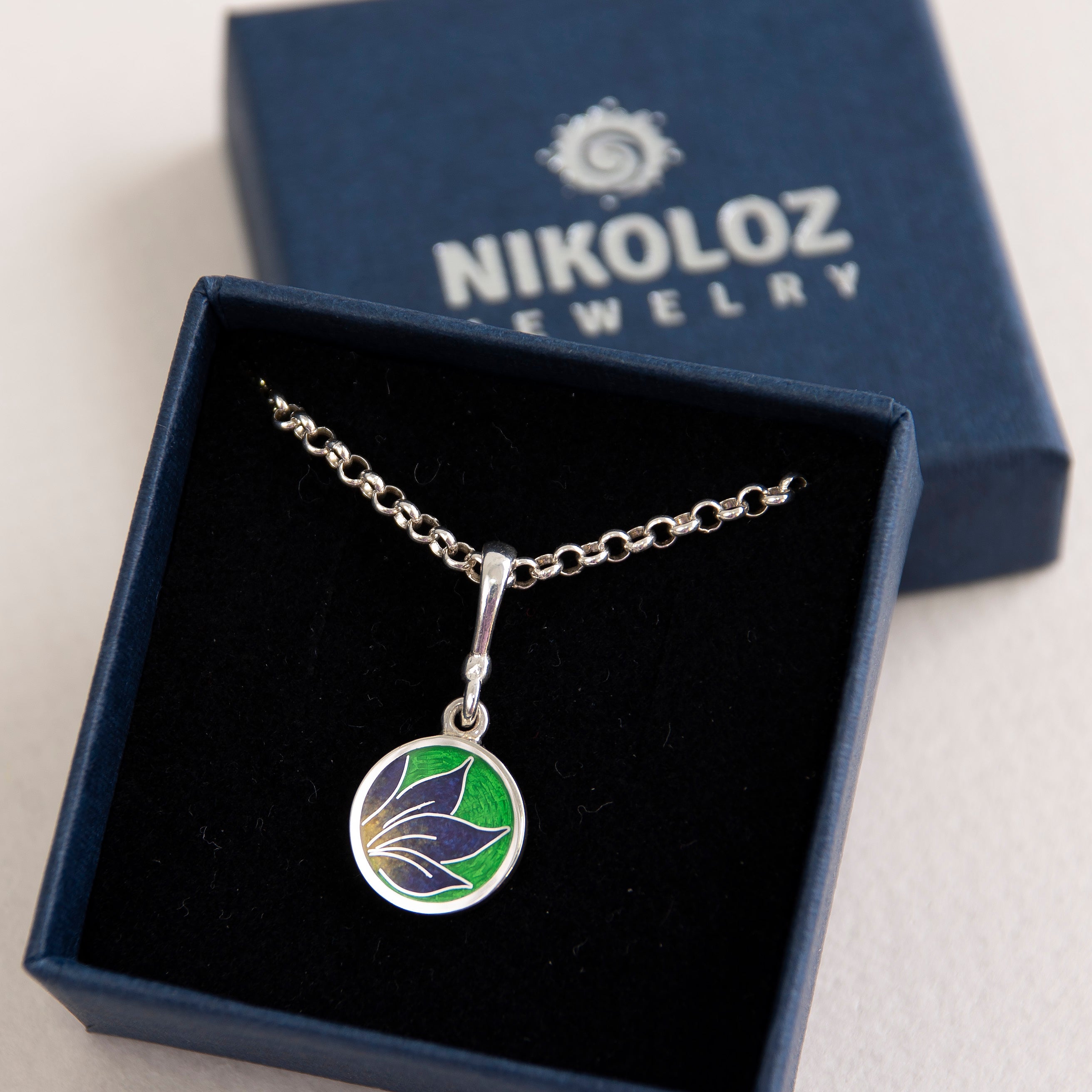 Iris Cloisonné Enamel Green Necklace – Nikoloz Jewelry